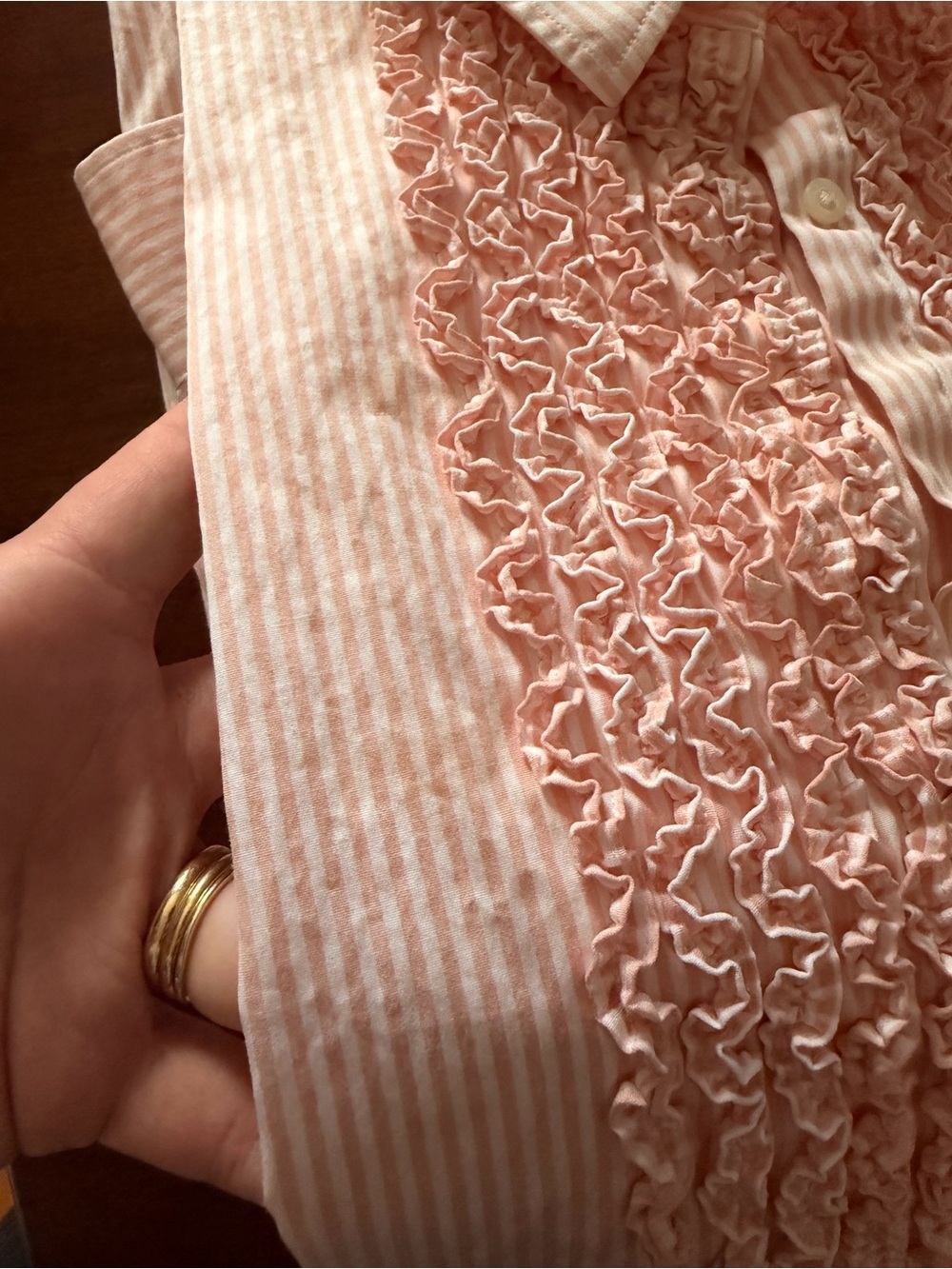 100% cotton RL Ruffle-Front Button-Down Blouse - Picture 11 of 13